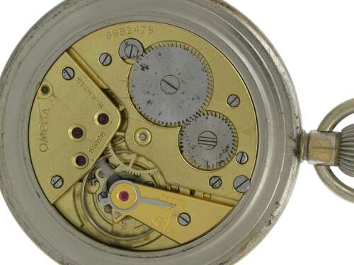 Omega Military Steel Pocket Watch Swiss 1940 - Soldier F035313