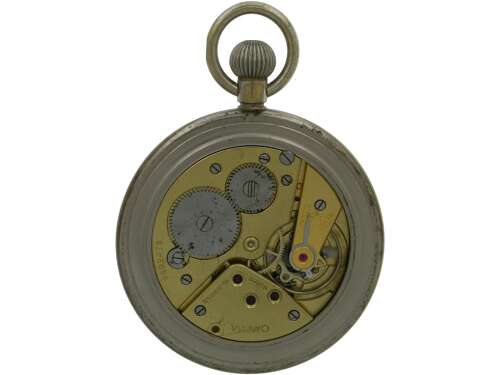 Omega Military Steel Pocket Watch Swiss 1940 - Soldier F035313
