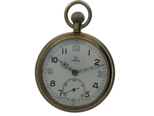 Omega Military Steel Pocket Watch Swiss 1940 - Soldier F035313