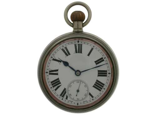 Steel Military English Open Face Pocket Watch Swiss 1942