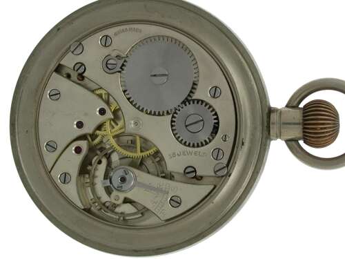 Steel Military English Open Face Pocket Watch Swiss 1942