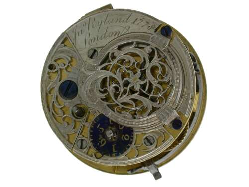 John Ryland London Open Face Pocket Watch 1770 with Rare Silver Movement