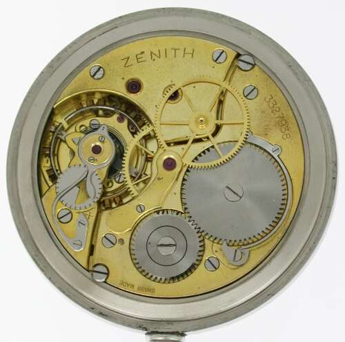 Zenith Military Steel Pocket Watch Deck Watch Swiss 1943