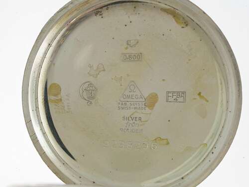 Omega Silver 0.800 Open Face Pocket Watch Swiss 1937