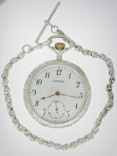 Antique Omega Silver 0.800 Open Face  Pocket Watch Swiss 1900