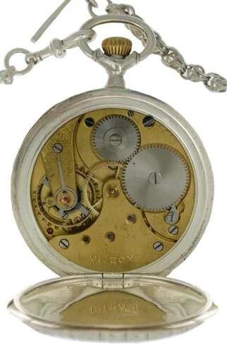 Antique Omega Silver 0.800 Open Face Pocket Watch Swiss 1900