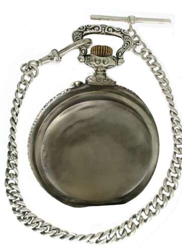 Doxa Goliath Embossed Steel Open Face Pocket Watch with Scene of Fishing / Hunting - Swiss