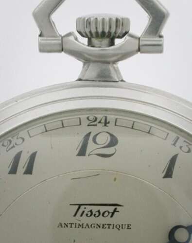 Tissot Art Deco Open Face Pocket Watch Swiss 1943