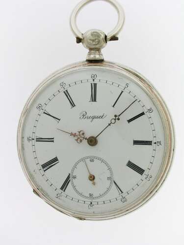 Antique Breguet Paris Silver 0.800 Open Face Pocket Watch - Swiss 1880