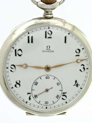 Omega Silver 0.800 Open Face Pocket Watch  Swiss 1943