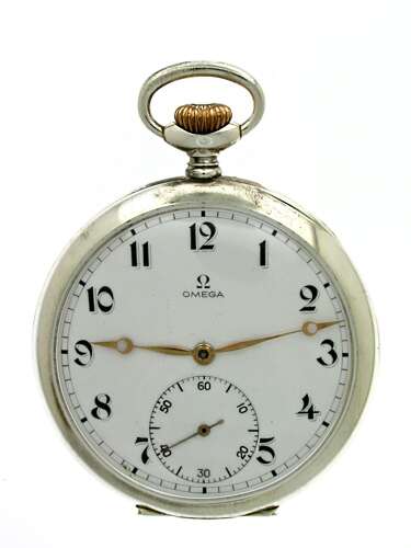 Omega Silver 0.800 Open Face Pocket Watch Swiss 1943