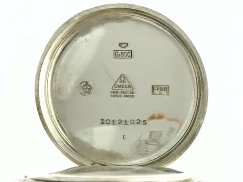 Omega Silver 0.800 Open Face Pocket Watch Swiss 1943