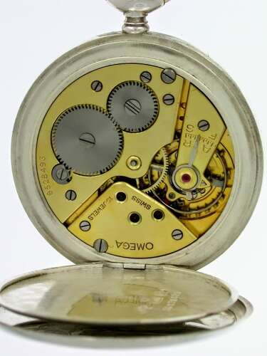Omega Silver 0.800 Open Face Pocket Watch Swiss 1943