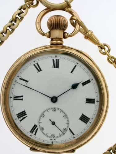 Mint Antique Gold-filled Open Face Pocket Watch  with Gold Filled Chain, Swiss 1940