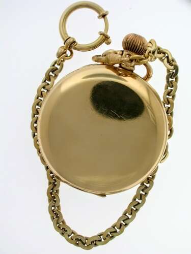 Mint Antique Gold-filled Open Face Pocket Watch  with Gold Filled Chain, Swiss 1940