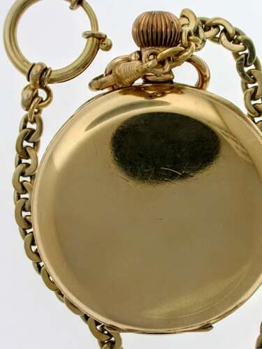 Mint Antique Gold-filled Open Face Pocket Watch  with Gold Filled Chain, Swiss 1940