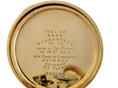 Mint Antique Gold-filled Open Face Pocket Watch  with Gold Filled Chain, Swiss 1940