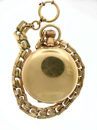 Antique Gold-filled Open Face Pocket Watch with Gold Filled Chain, Swiss 1920