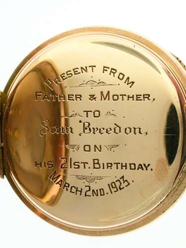 Antique Gold-filled Open Face Pocket Watch with Gold Filled Chain, Swiss 1920