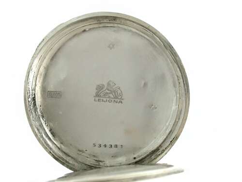 Leijona Silver Open Face Pocket Watch Swiss 1930