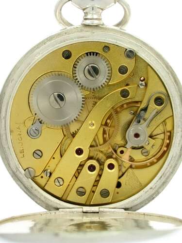 Leijona Silver Open Face Pocket Watch Swiss 1930