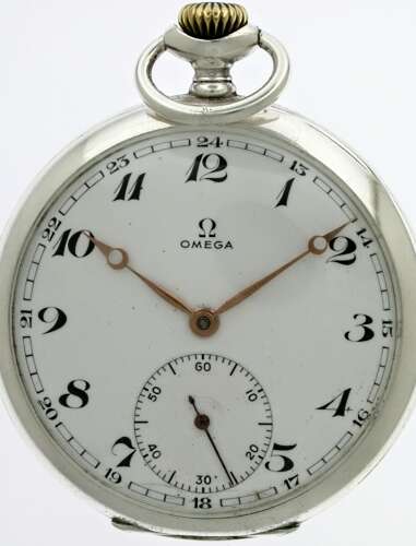 Omega Silver 0.800 Open Face Pocket Watch - Swiss 1942