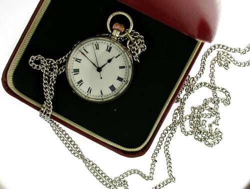 Antique Silver Longines – Baume %26 Co Open Face Queen Victoria Pocket Watch Swiss 1915 with London Import Hallmark 1915