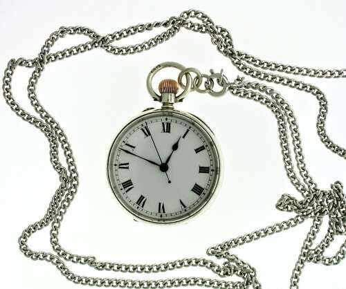 Antique Silver Longines – Baume %26 Co Open Face Queen Victoria Pocket Watch Swiss 1915 with London Import Hallmark 1915