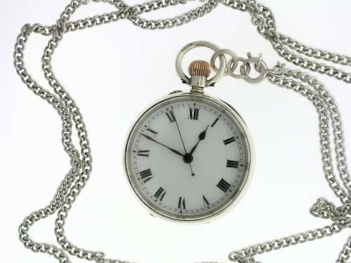 Antique Silver Longines – Baume %26 Co Open Face Queen Victoria Pocket Watch Swiss 1915 with London Import Hallmark 1915