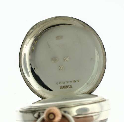 Antique Silver Longines – Baume %26 Co Open Face Queen Victoria Pocket Watch Swiss 1915 with London Import Hallmark 1915