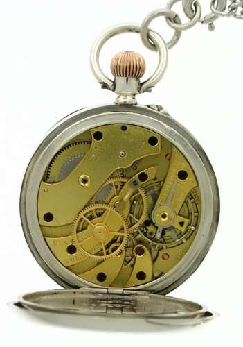 Antique Silver Longines – Baume %26 Co Open Face Queen Victoria Pocket Watch Swiss 1915 with London Import Hallmark 1915