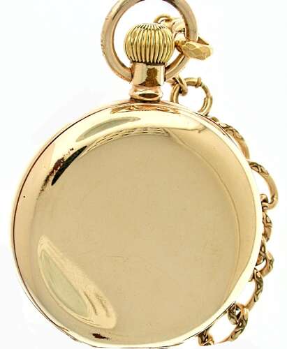 Antique Gold-filled Open Face Pocket Watch with Gold Filled Chain Swiss 1930