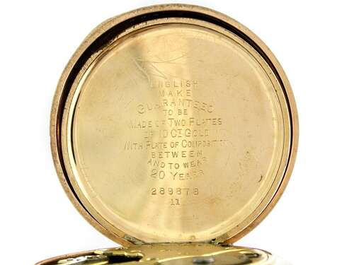 Antique Gold-filled Open Face Pocket Watch with Gold Filled Chain Swiss 1930