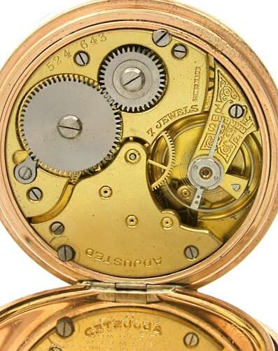 Antique Gold-filled Open Face Pocket Watch with Gold Filled Chain Swiss 1930