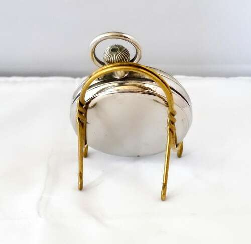 Antique Goliath Steel Open Face Pocket Watch Swiss 1900 on Pocket Watch Stand
