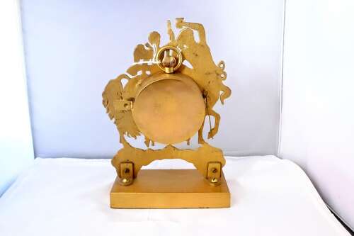 Antique Omega Goliath 8-day Gilt Pocket Watch - Swiss 1920 in Gilt Clock Holder