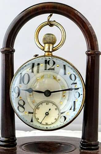 Antique Desk Ball Watch Clock with Magnifying Glass - France 1900