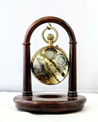 Antique Desk Ball Watch Clock with Magnifying Glass - France 1900