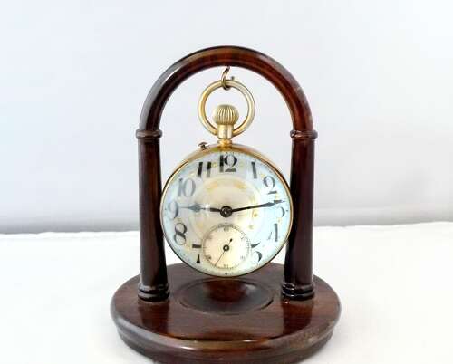 Antique Desk Ball Watch Clock with Magnifying Glass - France 1900