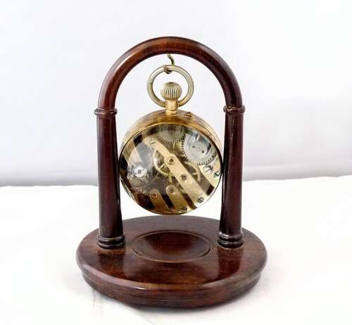 Antique Desk Ball Watch Clock with Magnifying Glass - France 1900