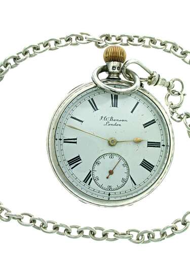 Silver J.W. Benson Pocket Watch - Hallmarked London 1937