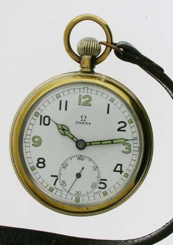 Omega Military Steel Airforce Pocket Watch  Swiss 1945