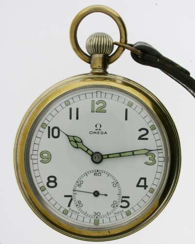Omega Military Steel Airforce Pocket Watch Swiss 1945