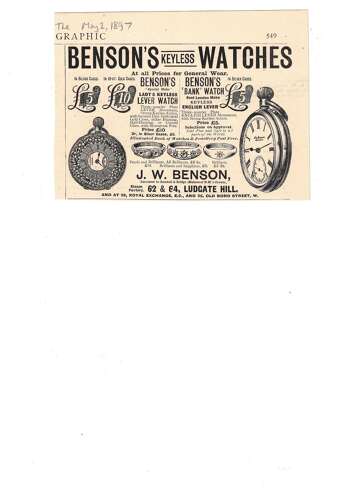 Silver J.W Benson Pocket Watch London 1897