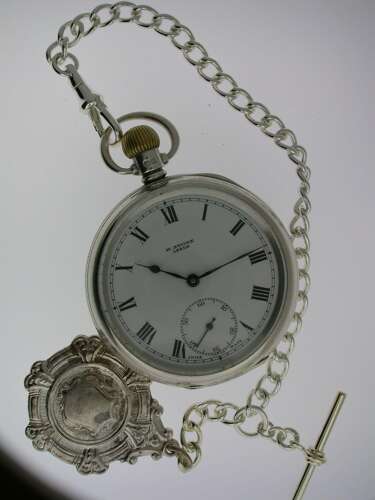 Silver H Stone Leeds Pocket Watch    Hallmarked Birmingham 1937
