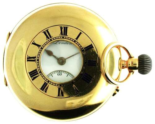Gold 9ct J.W. Benson Half Hunter Pocket Watch London, 1917