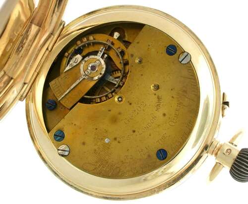 Gold 9ct J.W. Benson Half Hunter Pocket Watch London, 1917