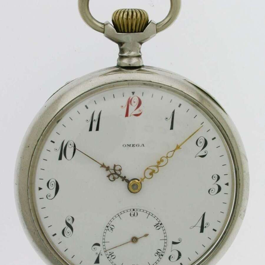 Omega Open Face Steel Pocket Watch - Swiss c.1915