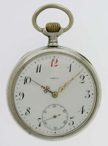 Omega Open Face Steel Pocket Watch - Swiss c.1915