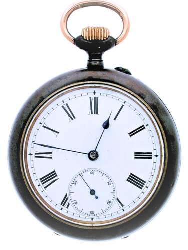 Calendar Gun Metal Pocket Watch Early 20th Century